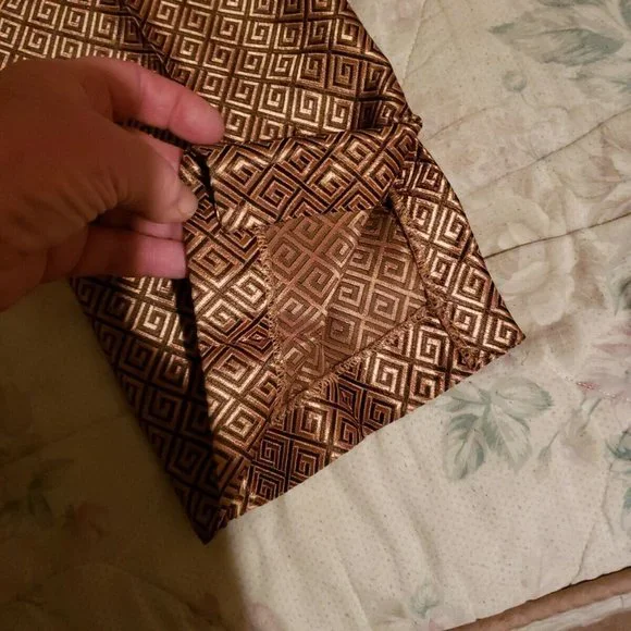 Atos Lombardini Gold & Brown Metallic Greek KeyTrousers - Picture 7 of 8